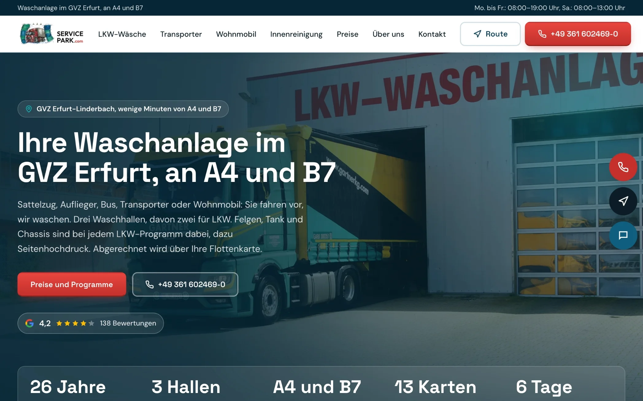 Service Park Erfurt - LKW-Waschanlage im GVZ Erfurt